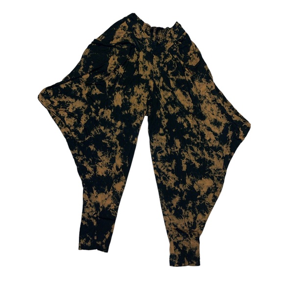 Ima Black and Caramel Tie Dyed Organic Cotton Harem Pants - Women’s Size Medium - Picture 2 of 11